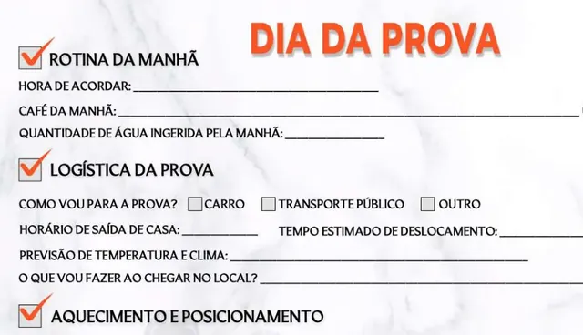 Página do dia da prova do Checklist Inteligente